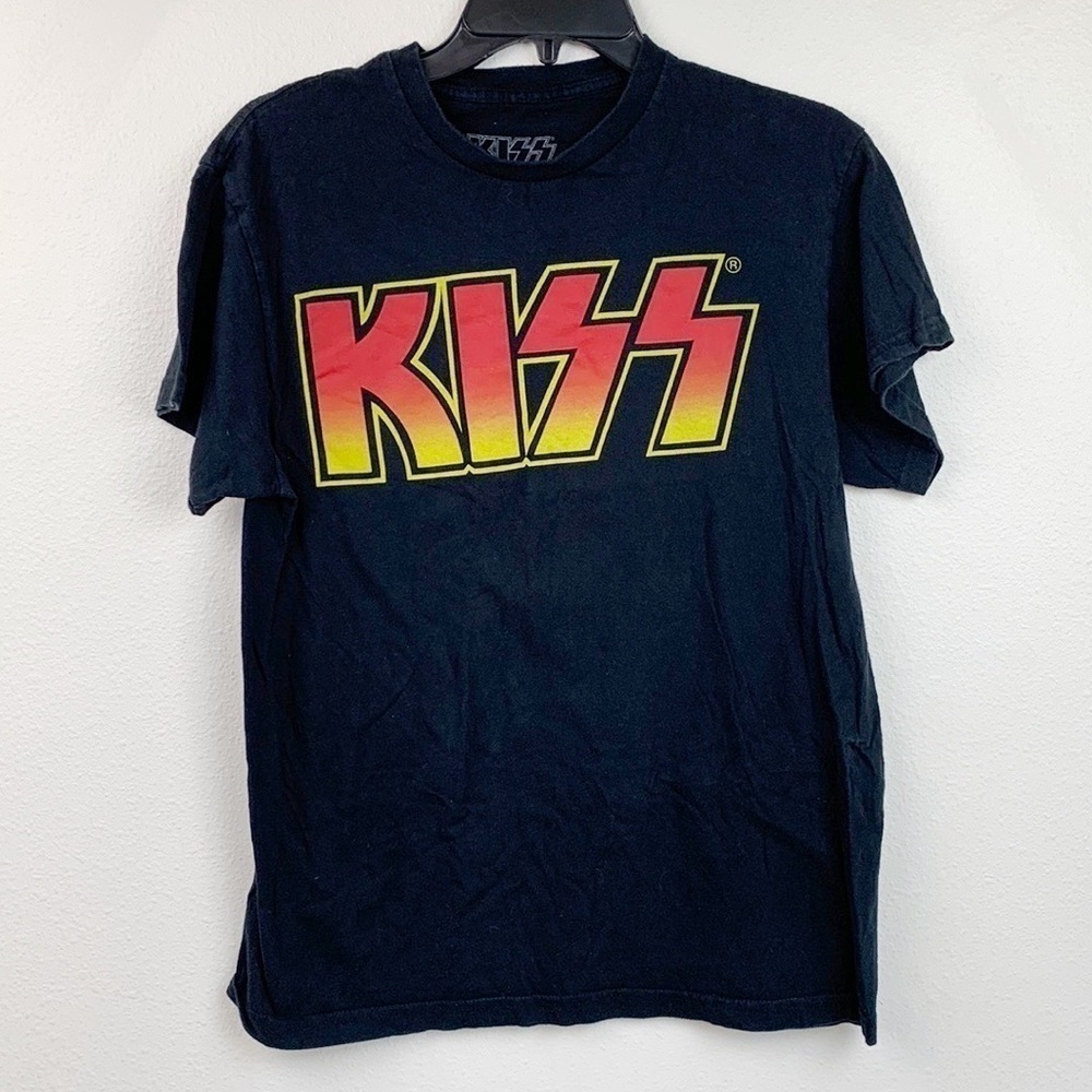 2015 Kiss black band logo short sleeve cotton Tee shirt, EUC